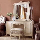 新古典法式梳妆台组合卧室梳妆台后现代化妆桌欧式化妆镜实木妆凳