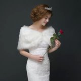 新款新娘毛披肩红色结婚新娘婚纱披肩礼服披肩冬季款加厚白色