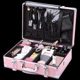 韩式粉黑鳄鱼纹化妆箱铝合金手提跟妆箱 首饰收纳箱 美容箱 粉色?