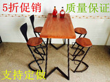 复古铁艺做旧实木吧台家用餐桌椅组合休闲办公长方会议咖啡圆包邮