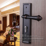全铜贝尔维帝铜锁纯铜欧式大门锁房门美式黑色门锁双开门子母防盗