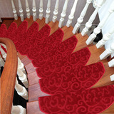 红色实木楼梯踏步垫加厚满铺 免胶自粘楼梯地毯楼梯垫楼梯防滑垫