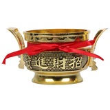 镀铜香炉香具佛教用品 新年祭祀6寸双凤带烛台包邮香炉铜供佛用品