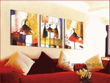 立体画客厅简约无框画三联画 手绘芭蕾舞者沙发背景墙装饰画抽象