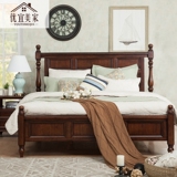 美式全实木床双人床1.8米婚床纯实木高箱床储物简约大床住宅家具