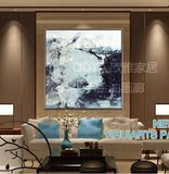 新中式禅意抽象样板房客厅酒店会所挂画纯手绘油画写意荷花