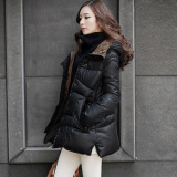 香港代购2014新款冬装韩国SZ加厚羽绒服女中长款大码女装修身外套
