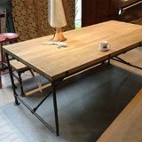 美式铁艺水管风格餐桌椅组合 复古实木洽谈桌 休闲咖啡厅餐厅餐桌
