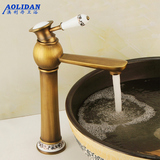 澳利丹全铜面盆水龙头欧式仿古浴室柜可旋转冷热龙头青花瓷台面盆