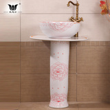 小空间厕所连体立柱式艺术洗面盆 陶瓷立柱盆阳台三角洗手盆