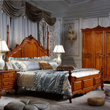 欧式实木床 双人大床 美式1.8米婚床 桃花芯木家具 卧室柱子床O
