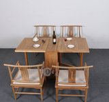 老榆木折叠餐桌客厅六人组合饭桌简约现代小户型茶桌多功能餐台