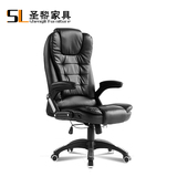 圣黎电脑椅可躺椅子家用办公椅 人体工学转椅皮艺真皮老板椅 8021