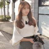 韩国代购女装2015秋冬新款BINS浪漫纯美洋气灯笼袖针织衫毛衣