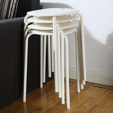 4条装 简约小圆凳加厚塑料小凳子家用可叠放餐桌凳小板凳高脚凳
