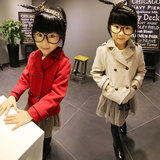 2014时尚韩版潮女童装外套 秋冬款上衣毛呢短款 儿童3-4-5-6-7岁