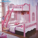 儿童床子母床高低双层床卧室上下铺实木组合韩式简约田园女男母子