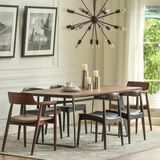 美式长方形餐桌椅组合实木西餐厅桌子铁艺家具简约休闲咖啡厅桌椅