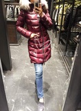 巴黎专柜正品代购 MONCLER 2016 冬季新款女式银狐毛修身长羽绒服