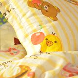 卡通纯棉床上用品轻松熊懒懒熊床单四件套黄色条纹Rilakkuma被套