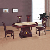 特价椭圆形餐桌 餐厅高档案大理石餐桌 小户型吃饭桌子 一桌六椅
