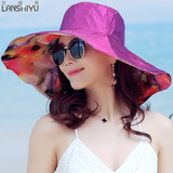 帽子女夏天大沿遮阳帽防紫外线防晒帽双面太阳帽可折叠沙滩帽凉帽