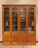 缅甸瓦城柚木家具4门玻璃书柜书架书橱欧式现代中式实木书柜J5104