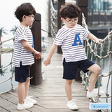 男童套装夏1-3-5周岁宝宝运动两件套儿童条纹纯棉T恤薄款B类童装