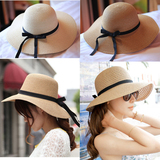 2016新款帽子女夏天海滩遮阳帽草帽可折叠沙滩出游度假韩版大沿帽