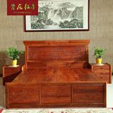 红木家具新古典床缅甸花梨双人床卧室组合大果紫檀床现代中式新款