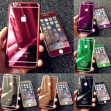 iphone6plus钢化玻璃膜苹果6s电镀全屏镜面前后彩色手机保护膜4.7