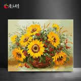 向日葵数字油画diy填色画创意装饰画自己画手工客厅花卉八个太阳