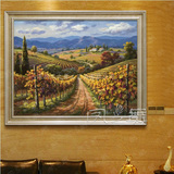手绘油画欧式田园葡萄庄园景FH52客厅玄关餐厅壁炉装饰有框画油画