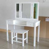 美式乡村全实木梳妆台化妆桌定制做卧室简约小户型白色带镜凳特价