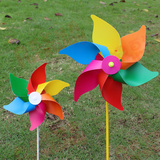 30CM六叶风车PVC塑料六彩风车DIY玩具 节日公园户外装饰婚庆布置