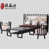 新中式沙发 创意布艺印花实木水曲柳沙发 现代沙发 售楼处家具