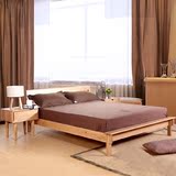 现代简约全纯实木双人床1.2/1.5/1.8米白橡木日式床头柜卧室家具