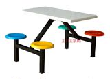耐用精选快餐桌不锈钢快餐桌玻璃钢台面连体快餐桌椅组合厂家直销