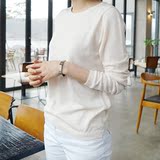 市舶司韩国代购女装2016春装新款纯色圆领薄款打底针织衫GC1274