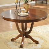 美式圆餐桌 简约实木圆餐台 圆形桌子餐桌椅组合6人仿古圆桌饭桌