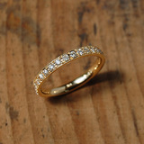 七彩珠宝 18K黄金钻石戒指50分满圈群镶钻石排钻戒指典雅钻石女戒