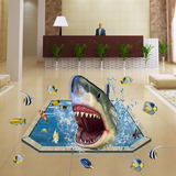 鲨鱼海洋 3D立体创意地贴地板画窗墙贴画 客厅卧室儿童房墙贴画纸