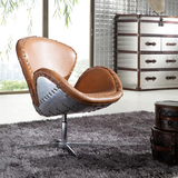 特价创意设计师欧式卧室新古典后现代铝皮真皮单人休闲椅子沙发椅
