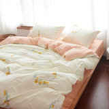 简约小清新韩式卡通全棉四件套床上用品双人纯棉被套床单床笠床品