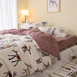 简约纯棉卡通可爱床笠床单三四件套 清新全棉被套4件套1.5 1.8米