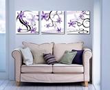 画之家装饰画 客厅 现代 时尚无框画 三联挂画 壁画 紫色花卉系列