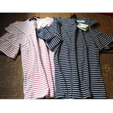 ELAND衣恋16年夏季新品条纹圆领荷叶边短袖T恤EERA62402S专柜正品