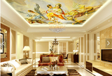 欧式3D立体大型油画圆形方形吊顶天花板宗教壁画壁纸酒店墙壁布