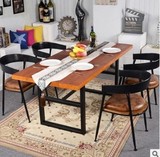 美式实木铁艺四人餐桌椅复古做旧餐厅桌椅组合酒店咖啡店桌椅定制