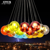 简约艺术彩色泡泡球吊灯创意个性服装店餐厅酒吧台玻璃球中球吊灯